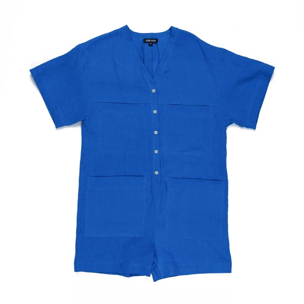 Ilana Kohn Tuck Romper in Blazzberry Linen